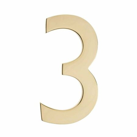 PERFECTPATIO House Number 3, Polished Brass - 5 in. PE2756554